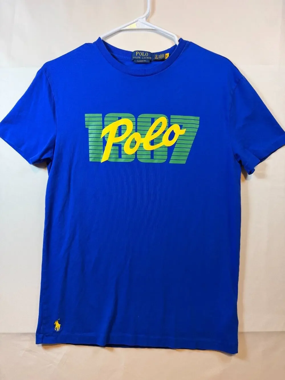 Polo Ralph Lauren Classic Fit 1967 Graphic Crewneck T Shirt Blue Mens Size XS
